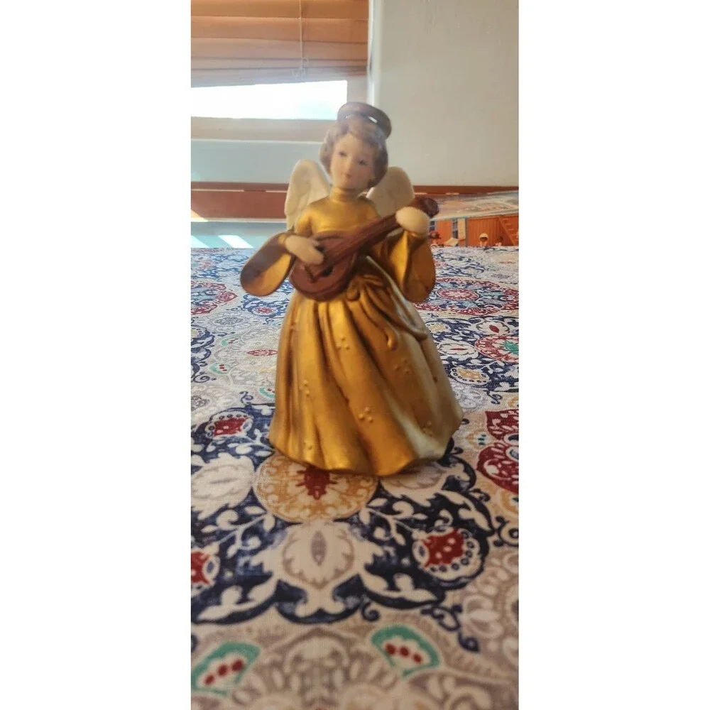 Vtg Berman & Anderson Rotating Musical Porcelain Angel Plays Silent Night 8
